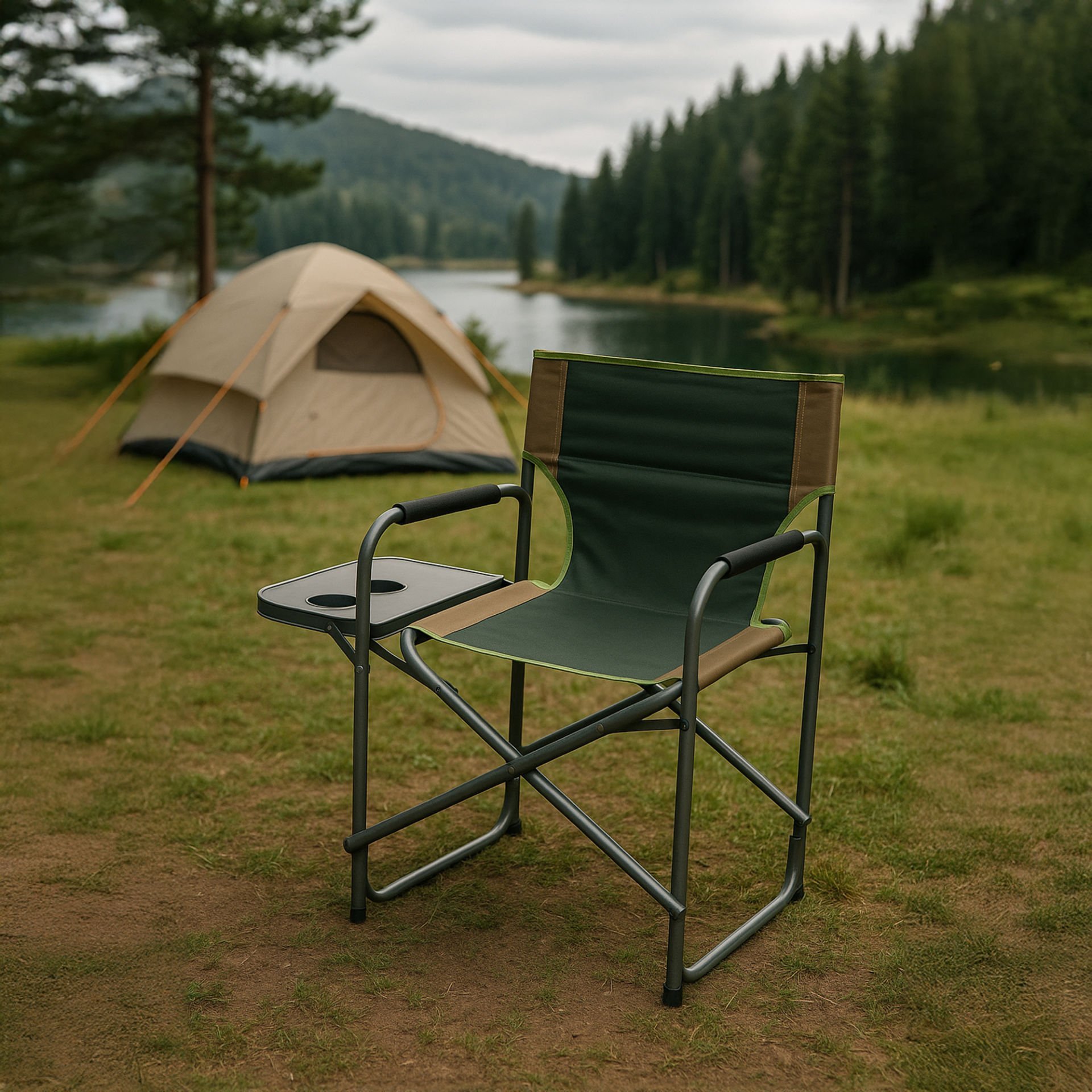 Katlanabilir Kamp Piknik Plaj Sandalyesi - Kollu ve Sırt Destekli Taşınabilir Kamp Koltuğu