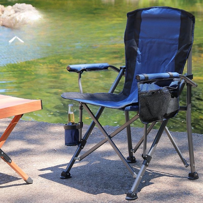 Outloft Katlanabilir Bardaklık ve Cepli Kamp Sandalyesi - Taşınabilir Outdoor Kamp Sandalyesi