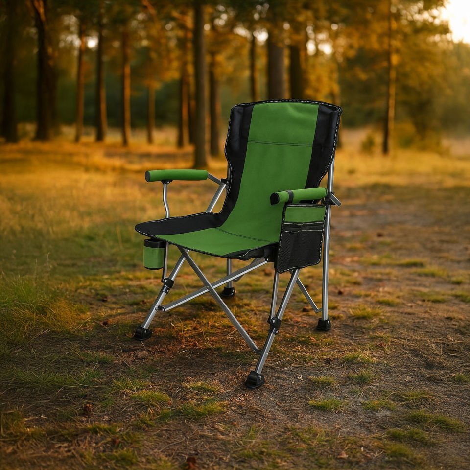 Outloft Katlanabilir Bardaklık ve Cepli Kamp Sandalyesi - Taşınabilir Outdoor Kamp Sandalyesi Turuncu