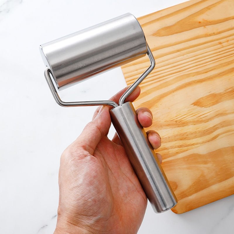 Metal Saplı Rulo Hamur Açıcı Merdane Pürüzsüz Oklava Pizza Börek Açma Silindir