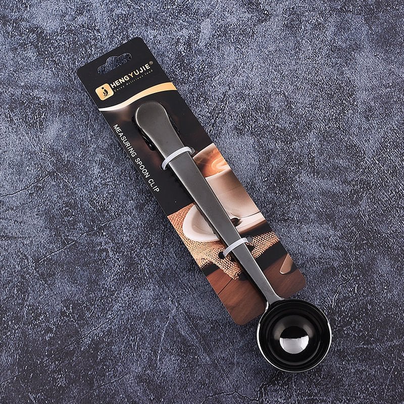 Paslanmaz Çelik  Çok Amaçlı Ölçekli Kahve Ölçü Kaşığı ve Paket Klipsi