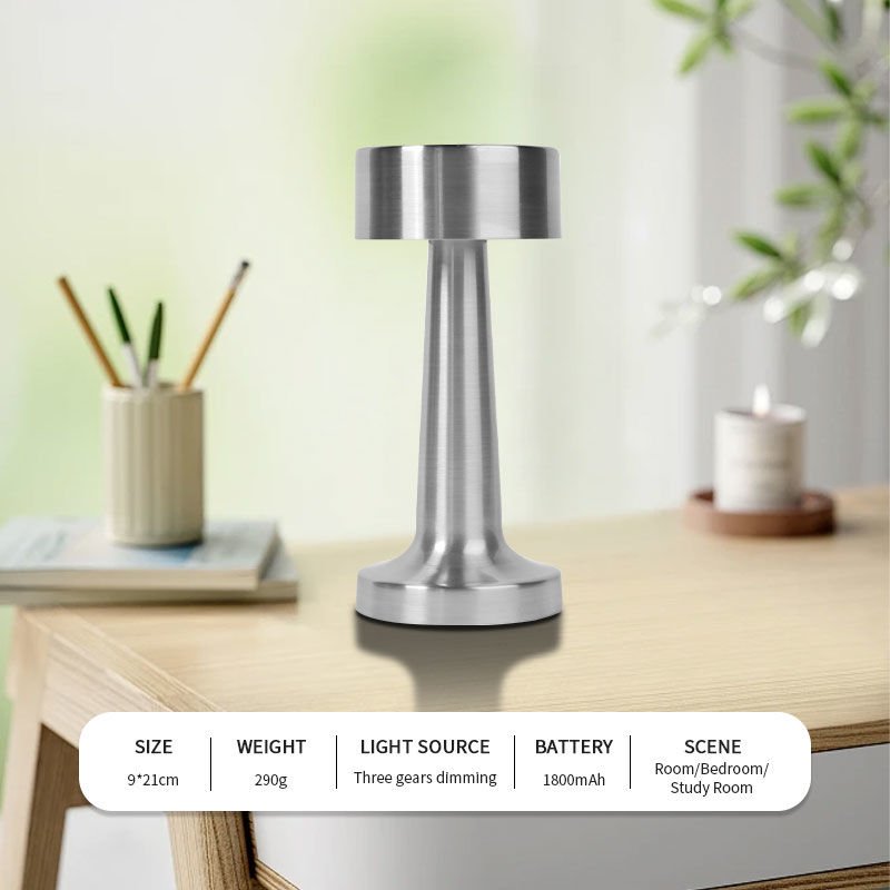 Dokunmatik Şarjlı 3 Kademeli Işıklı Gece Lambası USB Girişli Metal Masa Lambası Gold