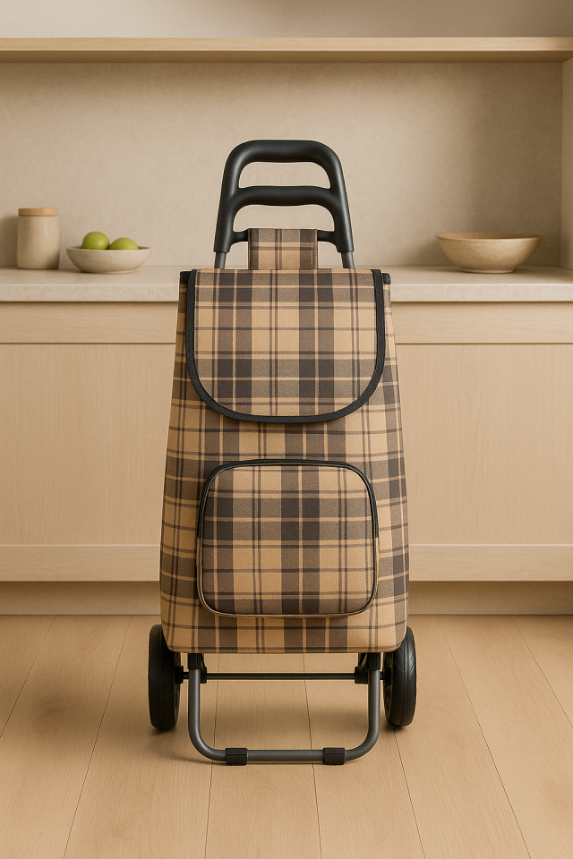 Katlanabilir Ses Yapmaz Tekerlekli Su Geçirmez Çantalı Alüminyum Gövdeli Pazar Arabası