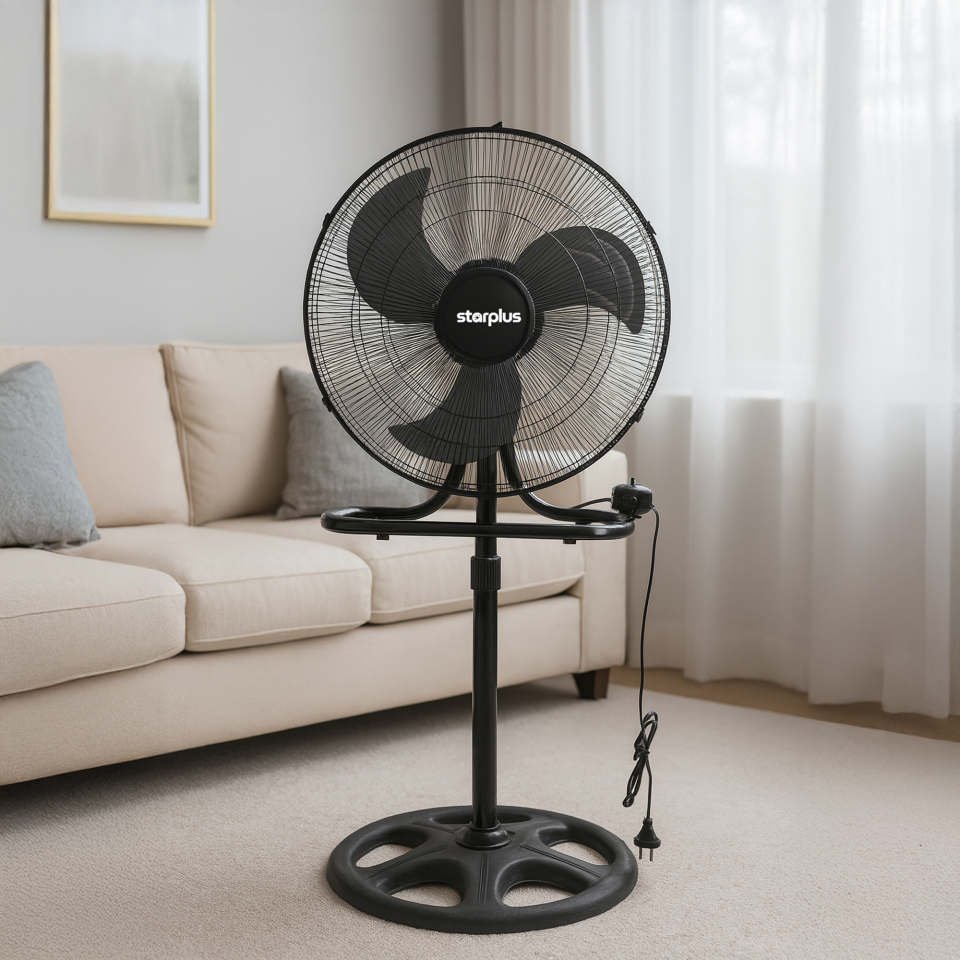 55W Ayaklı Vantilatör – 3 Kademeli Sessiz Salınımlı Metal Kafesli Yüksek Performanslı Fan