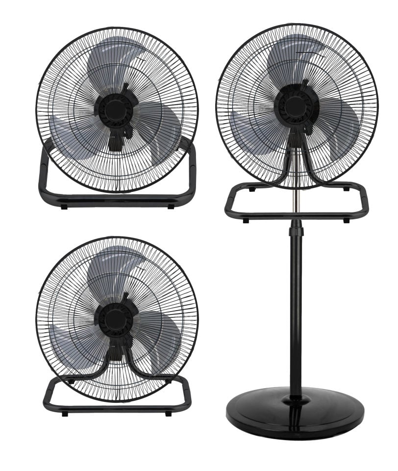 Metal Gövdeli Ayaklı 3in1 Vantilatör – 3 Kademeli Sessiz Sanayi Tipi Yüksek Hızlı Fan 54W