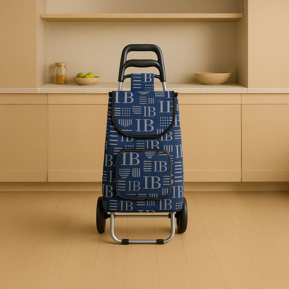 Ses Yapmaz Tekerlekli Su Geçirmez Çantalı Alüminyum Gövdeli Katlanabilir Pazar Arabası Kahverengi