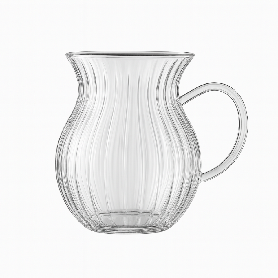 Keyf-i Ala 6'lı Isıya Dayanıklı Çizgili Borosilikat Cam Kulplu Çay Bardağı 200 ml