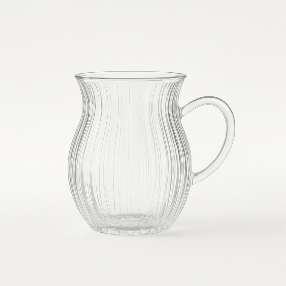 Keyf-i Ala 6'lı Isıya Dayanıklı Çizgili Borosilikat Cam Kulplu Çay Bardağı 200 ml