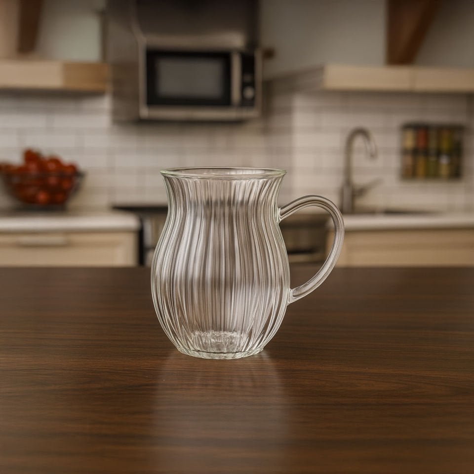 Keyf-i Ala 6'lı Isıya Dayanıklı Çizgili Borosilikat Cam Kulplu Çay Bardağı 200 ml