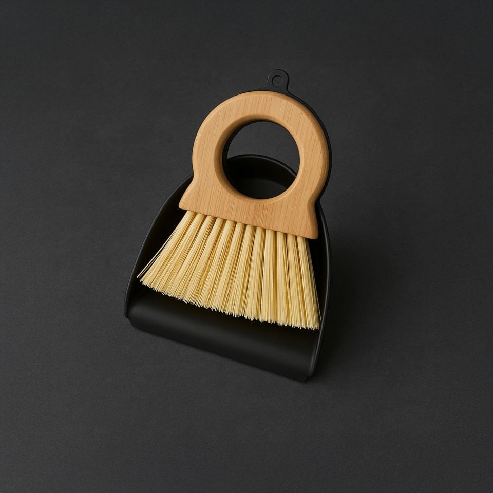 Ergonomik Plastik Faraş ve Ergonomik Bambu Saplı Yuvarlak Fırça Seti