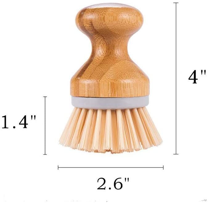 Yuvarlak Başlıklı Ergonomik Bambu Mutfak Temizlik Fırçası