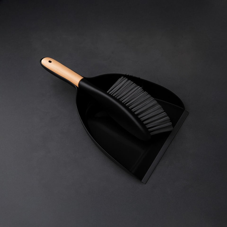 Ahşap Saplı Plastik Faraş ve Temizlik Fırçası Seti – Ergonomik ve Dayanıklı Tasarım