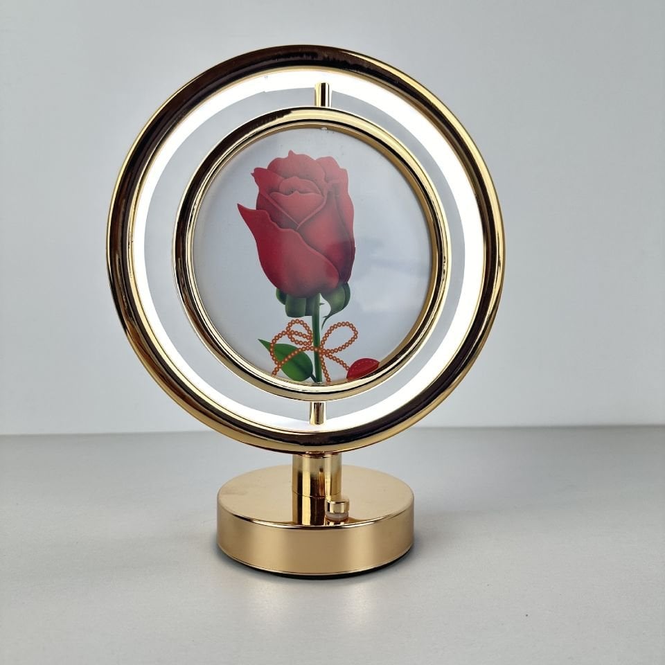 Gold Yuvarlak Şekilli USB Şarjlı LED Aydınlatmalı Masaüstü Makyaj Aynası