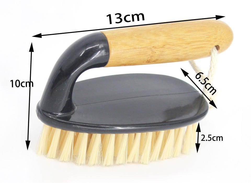 Bambu Saplı Oval Bulaşık ve Yer Temizlik Fırçası - Mutfak, Zemin ve Banyo Kullanımına Uygun