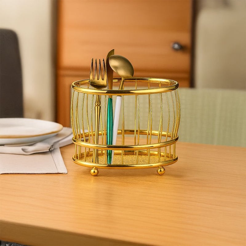 Gold Metal Ayaklı Lüks Kaşıklık – Çatal Bıçak Düzenleyici Organizer