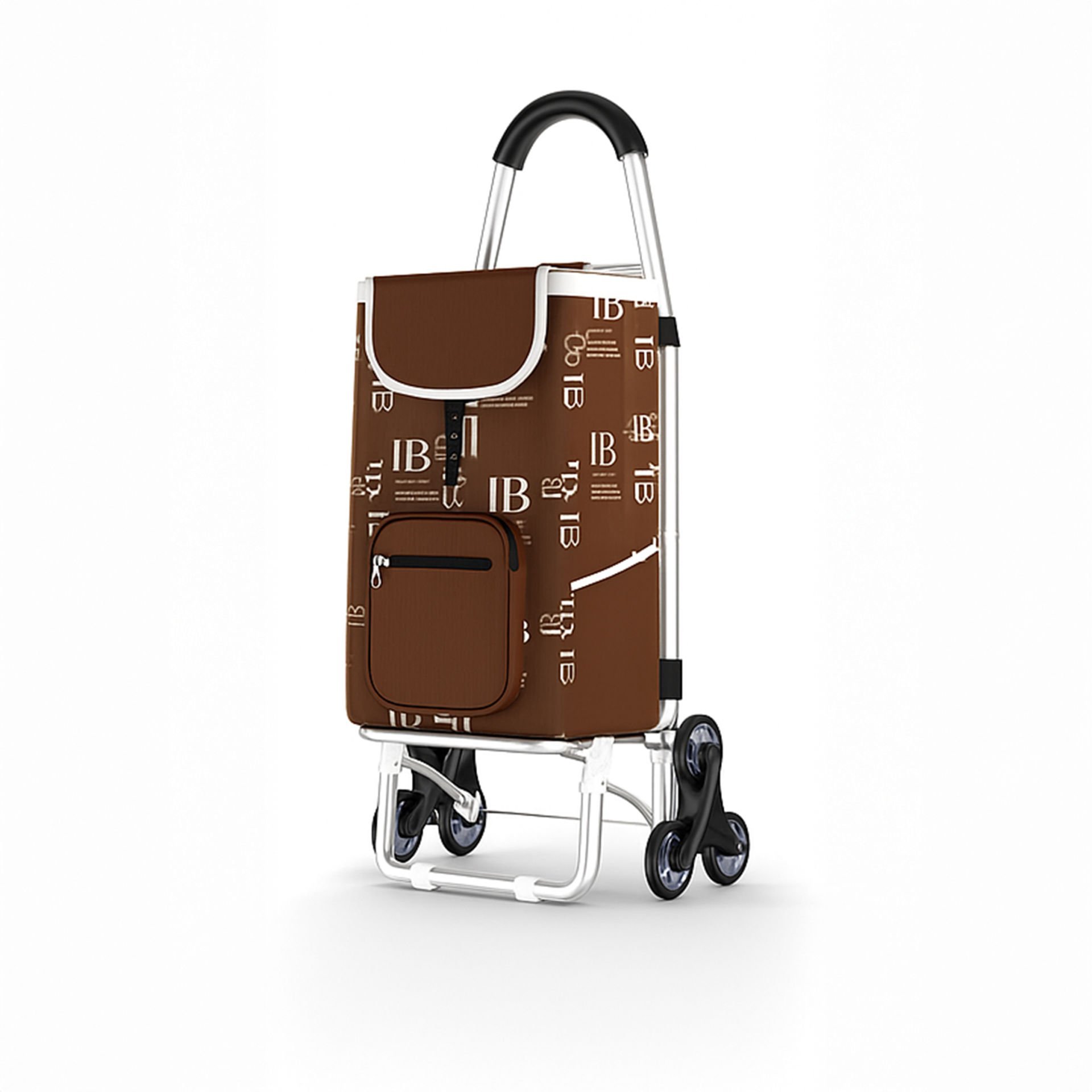 Desenli Su Geçirmez Kumaşlı 3 Tekerlekli Katlanır Merdiven Çıkabilen Alüminyum Pazar Arabası