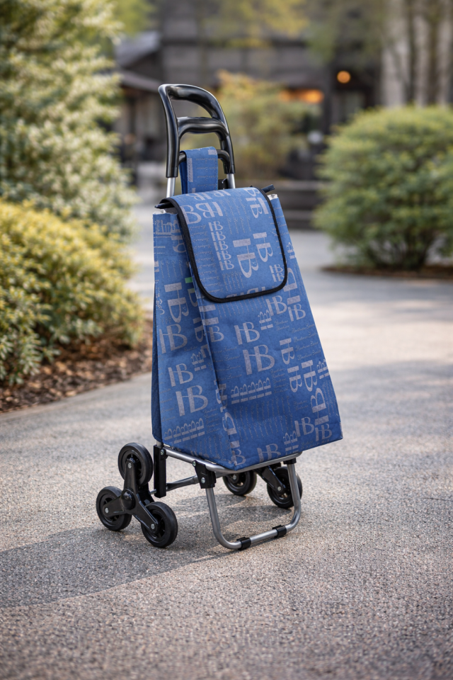 Merdiven Çıkabilen 3 Tekerlekli Su Geçirmez Çantalı Alüminyum Gövdeli Pazar Arabası Kahverengi