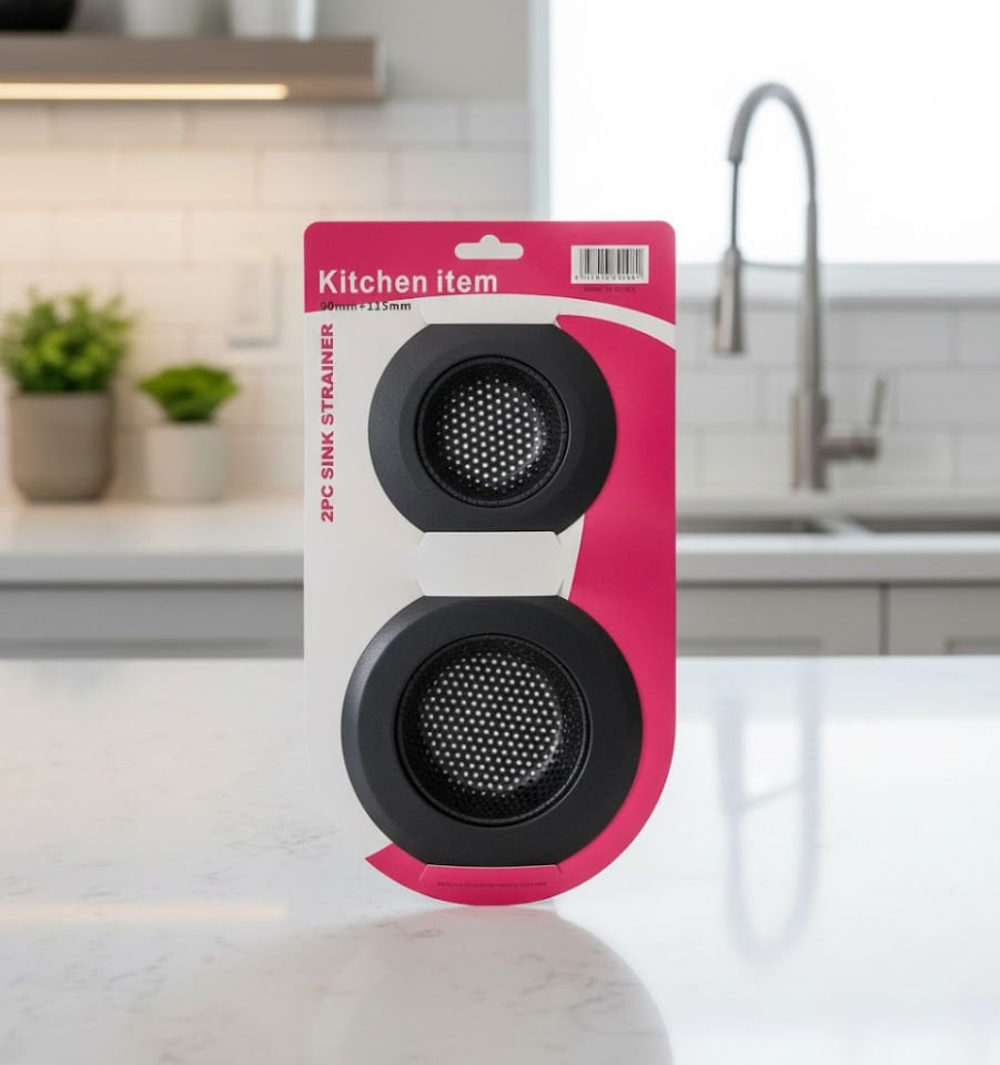 2'li Mutfak ve Banyo Lavabo Süzgeci Siyah Paslanmaz Çelik Evye Gideri Filtre Seti