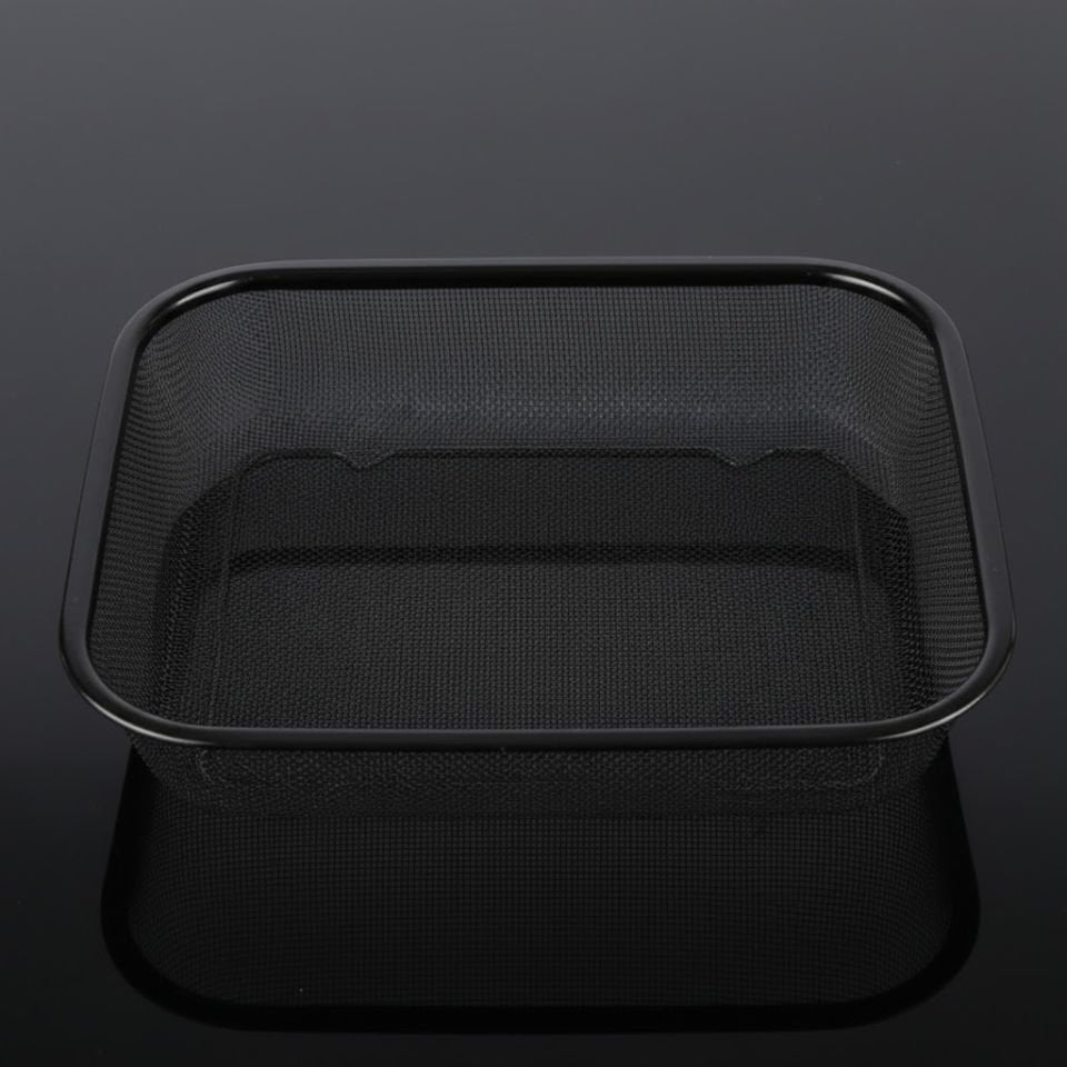 Modern Siyah Metal Süzgeç | Çok Amaçlı Dikdörtgen Tel Sebze Meyve Yıkama ve Servis Sepeti 30x22 Cm