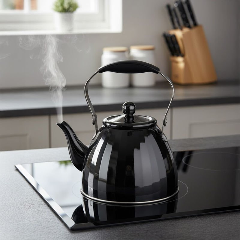 Ergonomik Kulplu Paslanmaz Çelik Füme Çaydanlık Demlik 1.5 L