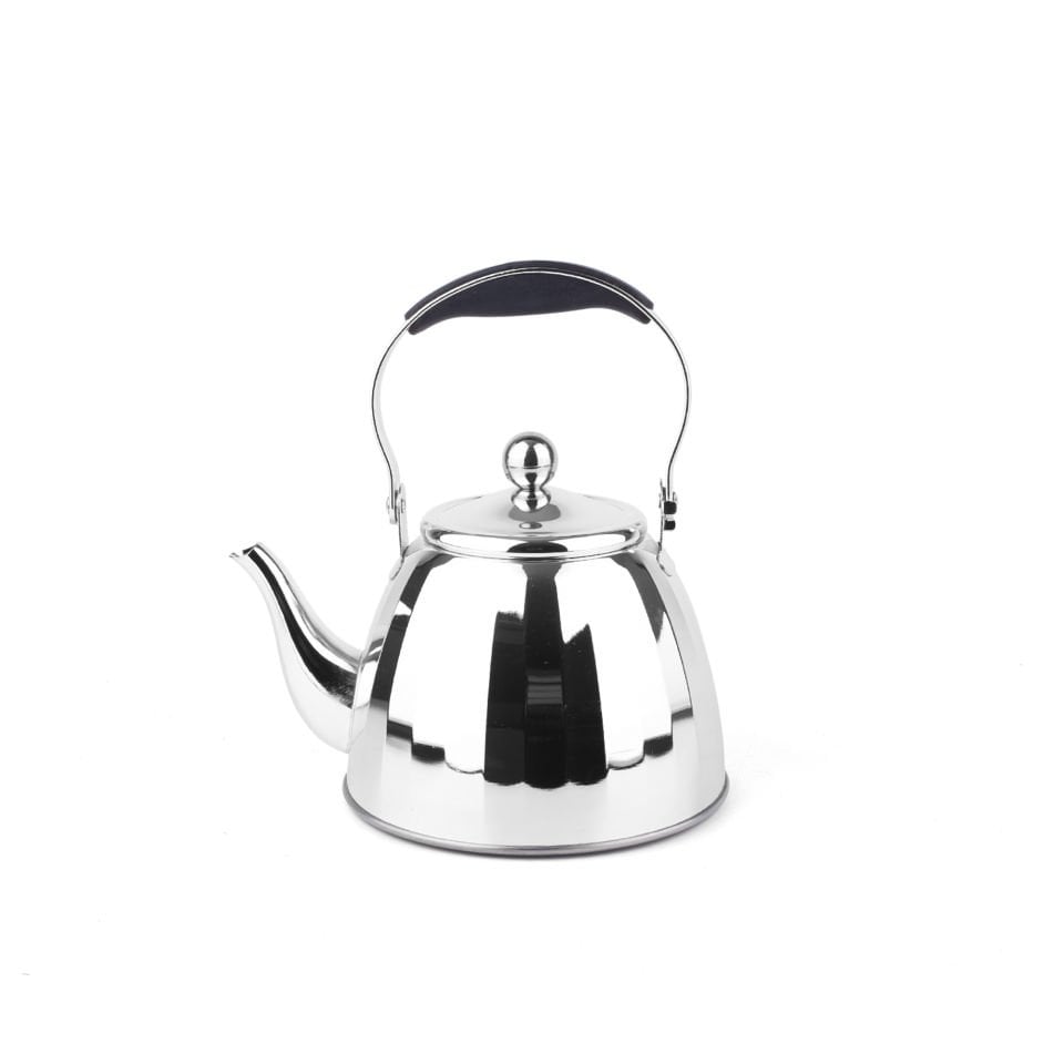 Ergonomik Kulplu Paslanmaz Çelik Gümüş Çaydanlık Demlik 1.5 L