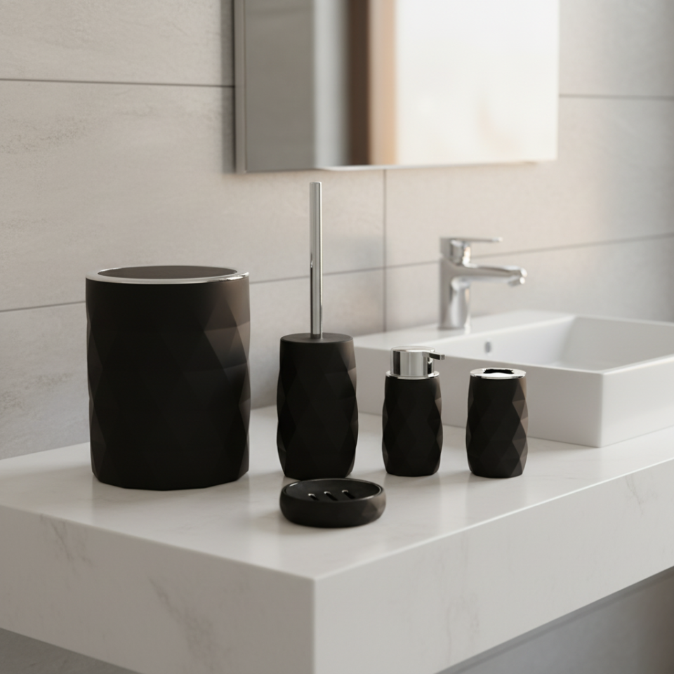 Diamond 5 Parça Modern Akrilik Banyo Seti