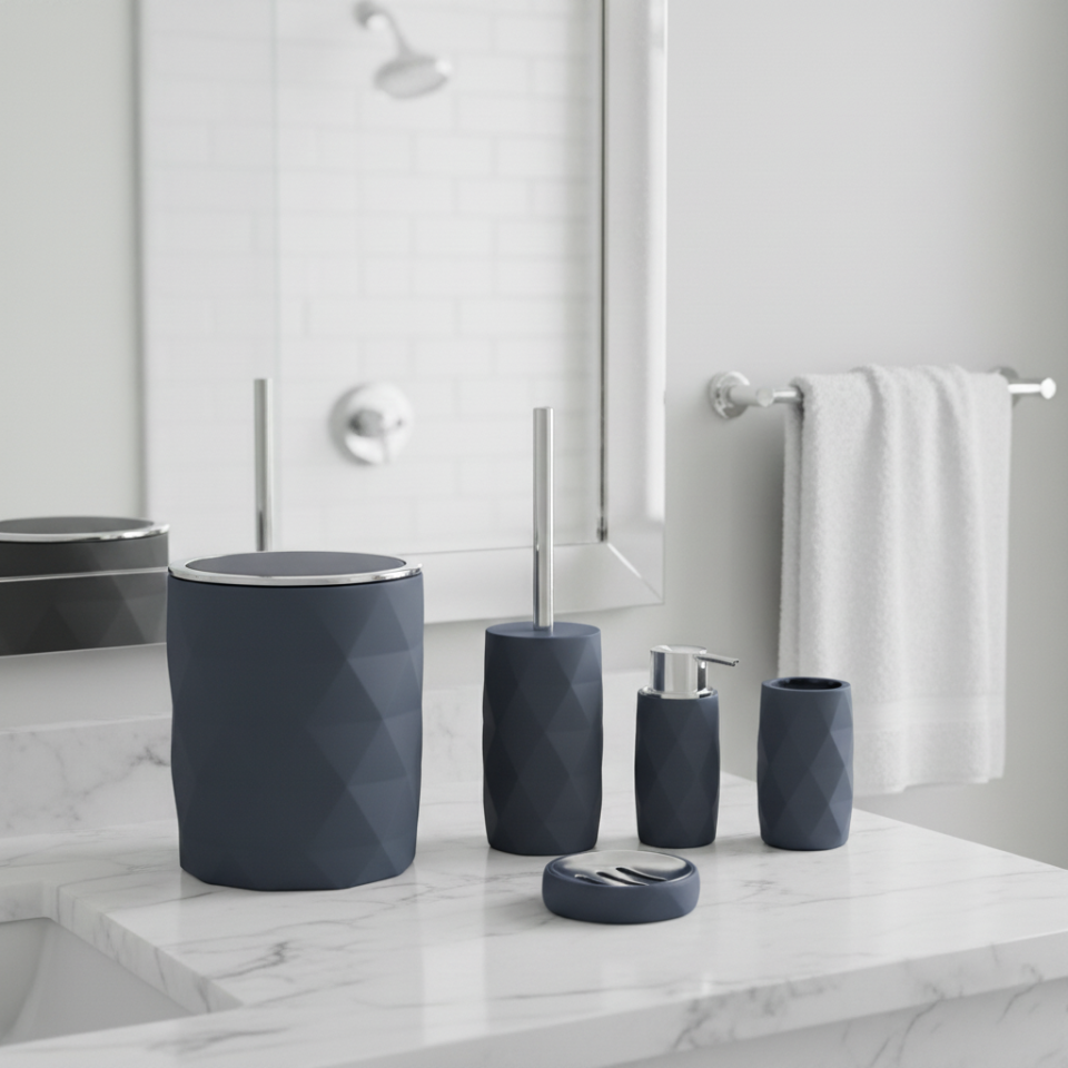 Diamond 5 Parça Modern Akrilik Banyo Seti