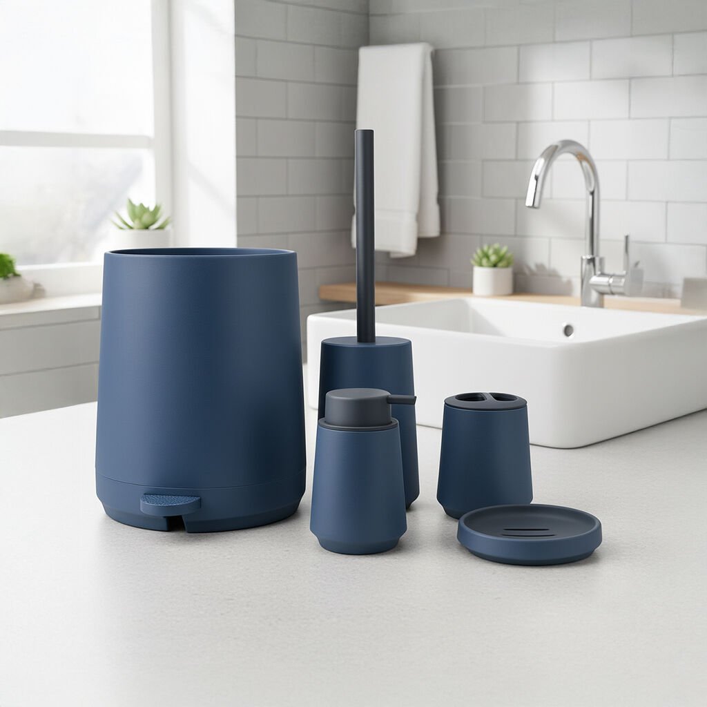 Olivia Soft Dokulu Lüks 5 Parça Beyaz Akrilik Banyo Seti