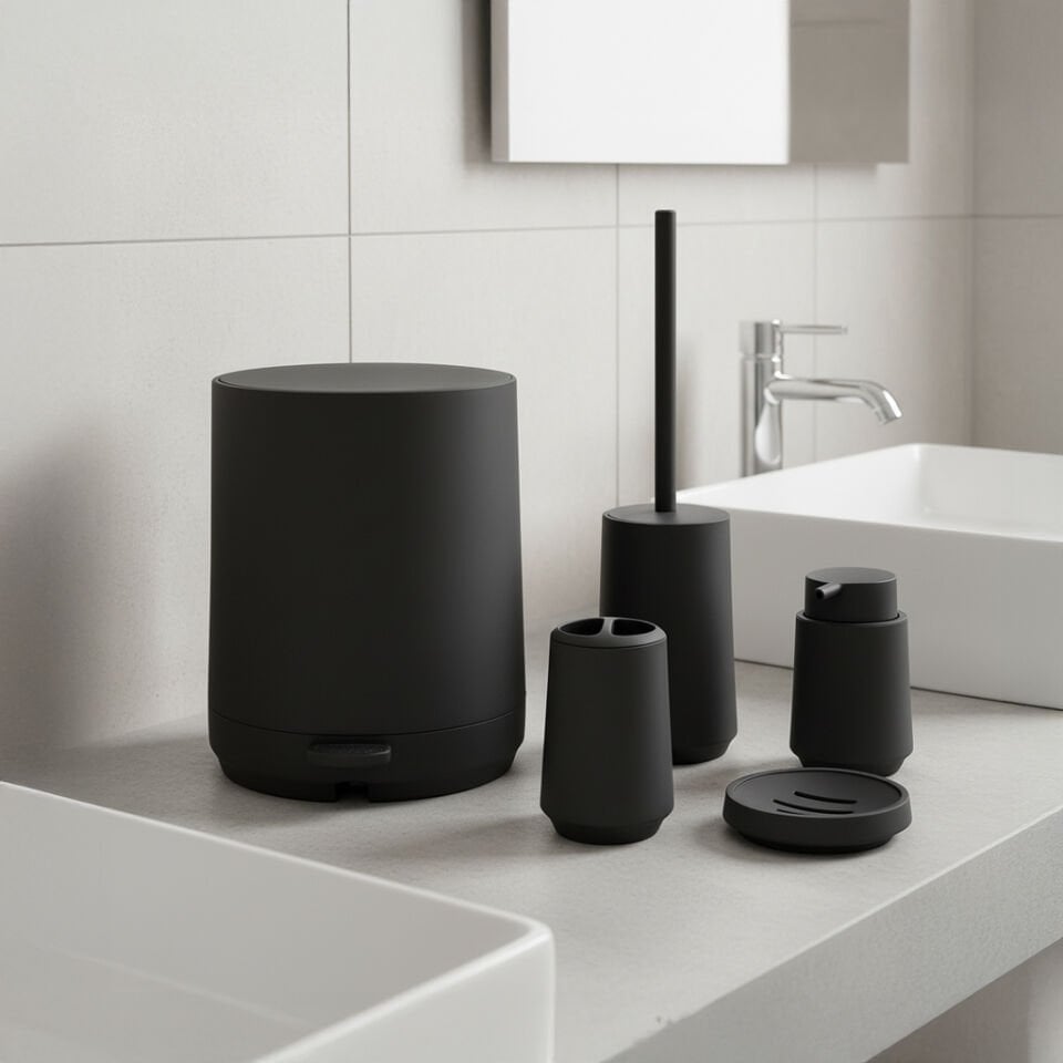 Olivia Soft Dokulu Lüks 5 Parça Beyaz Akrilik Banyo Seti