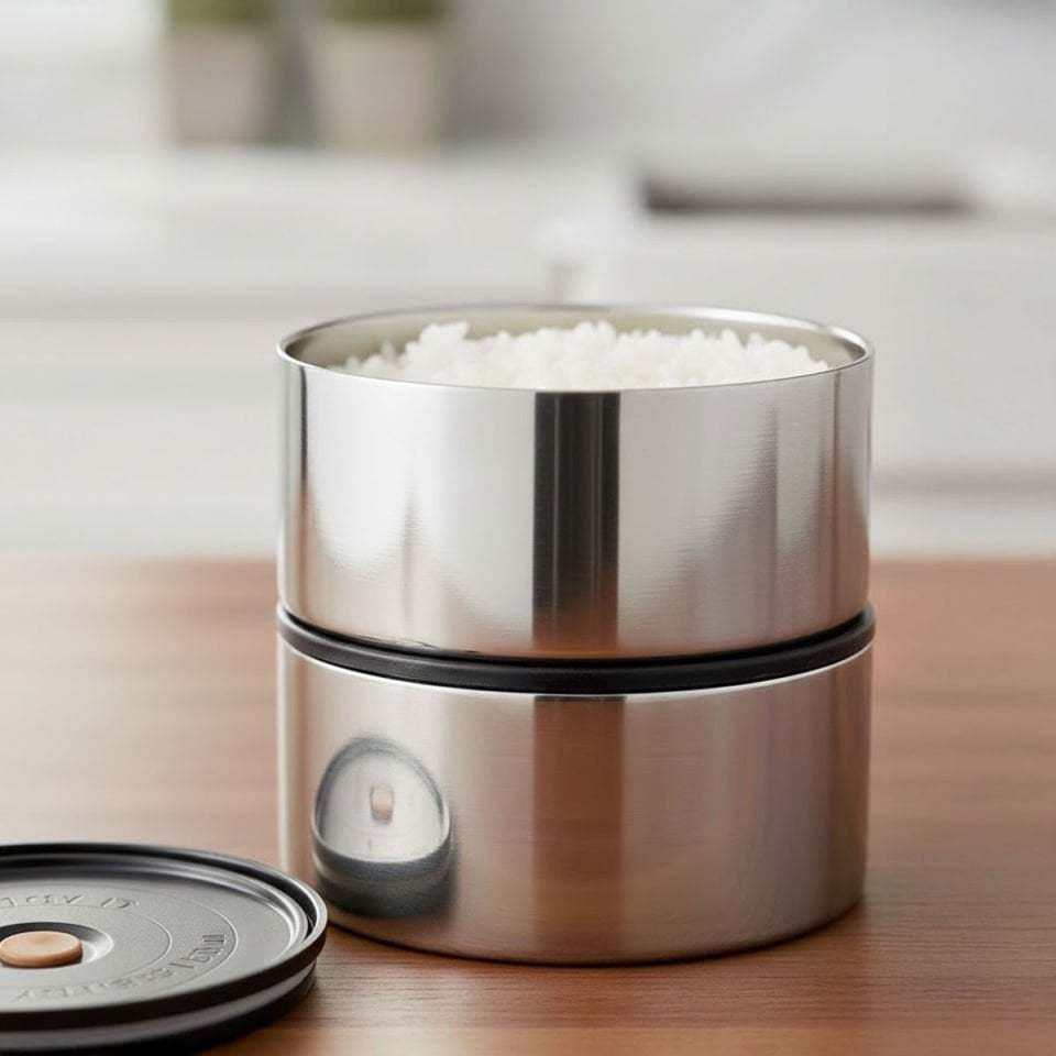 2 Katlı Paslanmaz Çelik Termo Yemek Kabı ve Isı Yalıtımlı Taşıma Çantası – Lunch Box