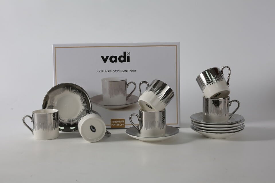 6 Kişilik Porselen Kahve Fincanı Takımı Lüks Gold