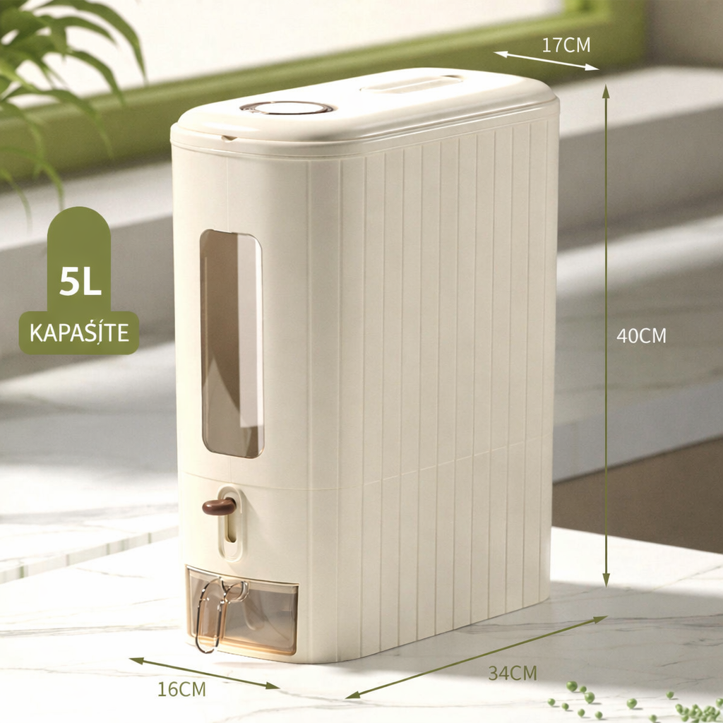 Pirinç ve Bakliyat Kovası 10 Litre Ölçekli Erzak Saklama Kabı Mutfak Düzenleyici