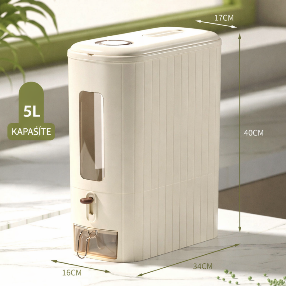 Pirinç ve Bakliyat Kovası 10 Litre Ölçekli Erzak Saklama Kabı Mutfak Düzenleyici